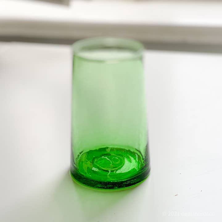 dear Morocco - Vente Verre/tasse - Verre à eau recyclé marocain/verre à thé BELDI CONE Green