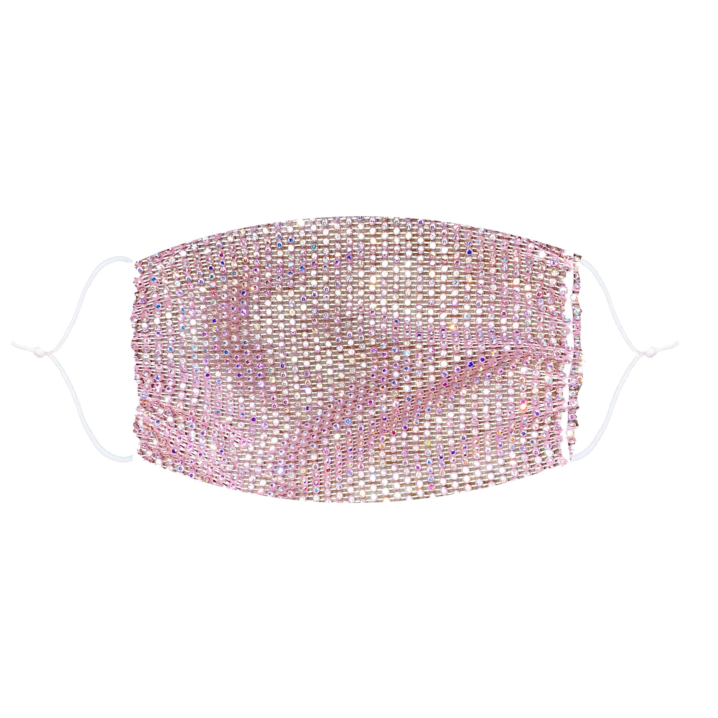 $$$ Honey Rose Gold Pink Crystal Mesh Jewel Face Mask With Adjustable Loops for wholesale on Faire0