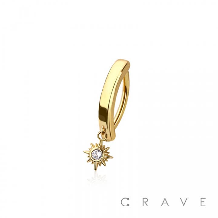 CRAVE BODY JEWELRY - Wholesale Belly Ring - 316L SURGICAL STEEL MULTI CZ SUN BURST RAIL CLICKER BELLY