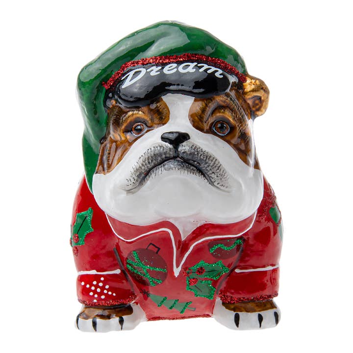 Bulldog i julepyjamas for engroshandel hos Joy To The World Collectibles