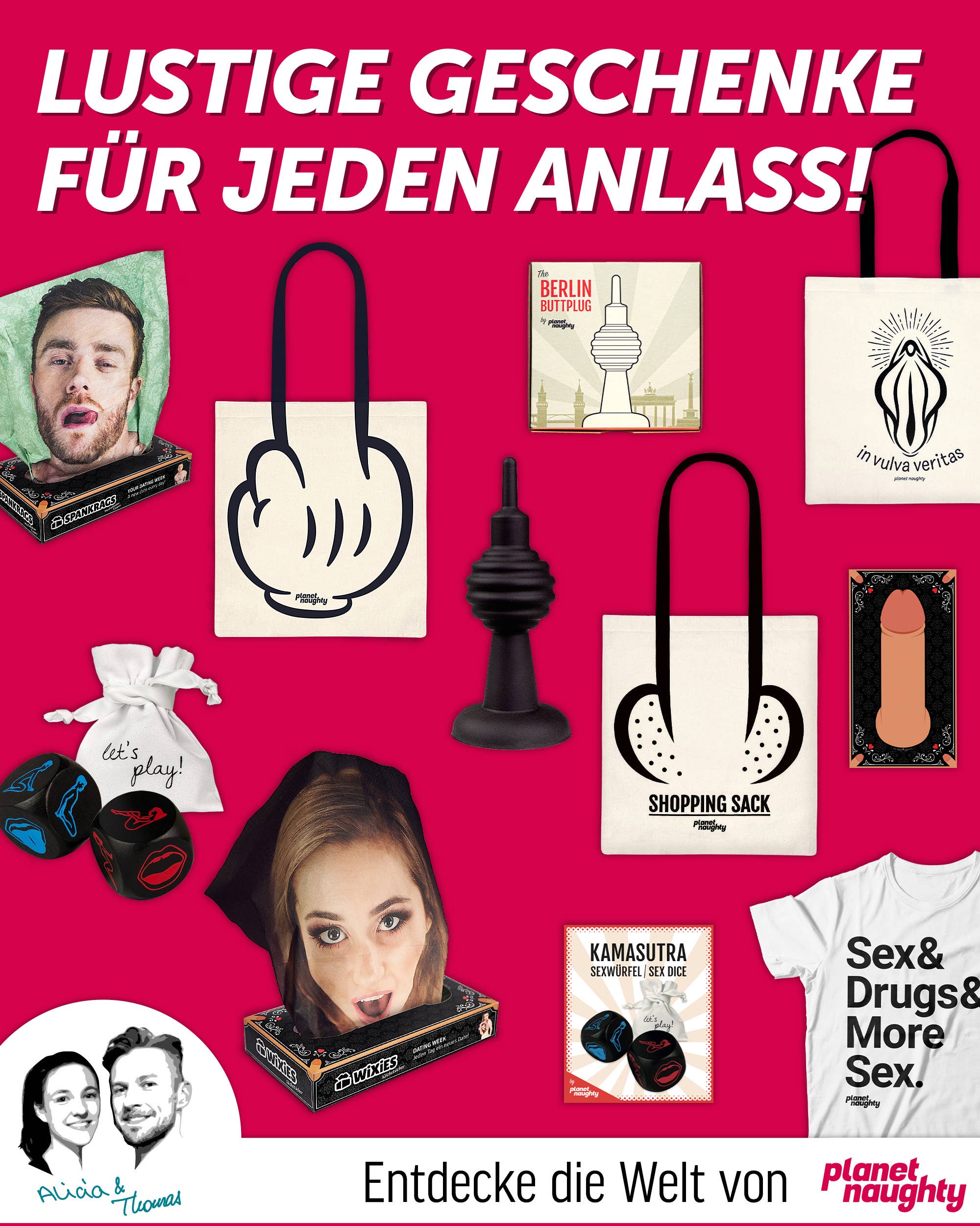 planet naughty - cheeky & funny gifts – wholesale Skämtpresent/liten present – Humoristisk tygväska med långfingerdesign7