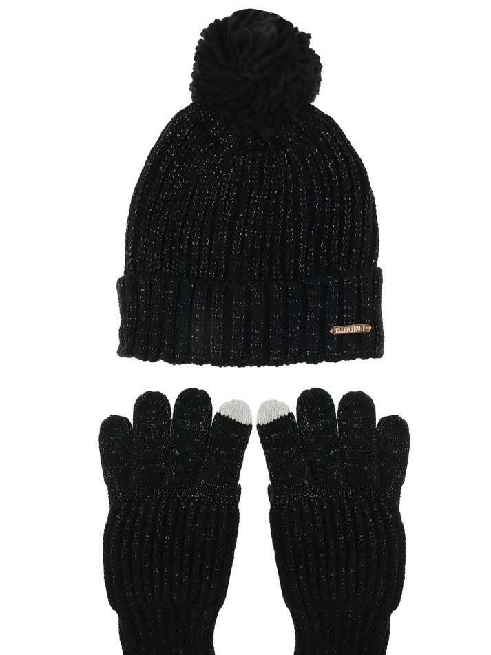 Mössa med mössa och handskar med ribbgarn i metalliskt garn för wholesale av Ellen Tracy