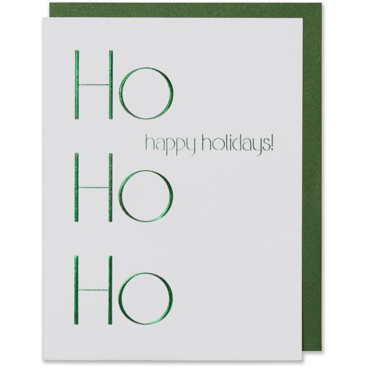 Christmas Card – Ho Ho Ho – Green Foil for wholesale by WowWordZ