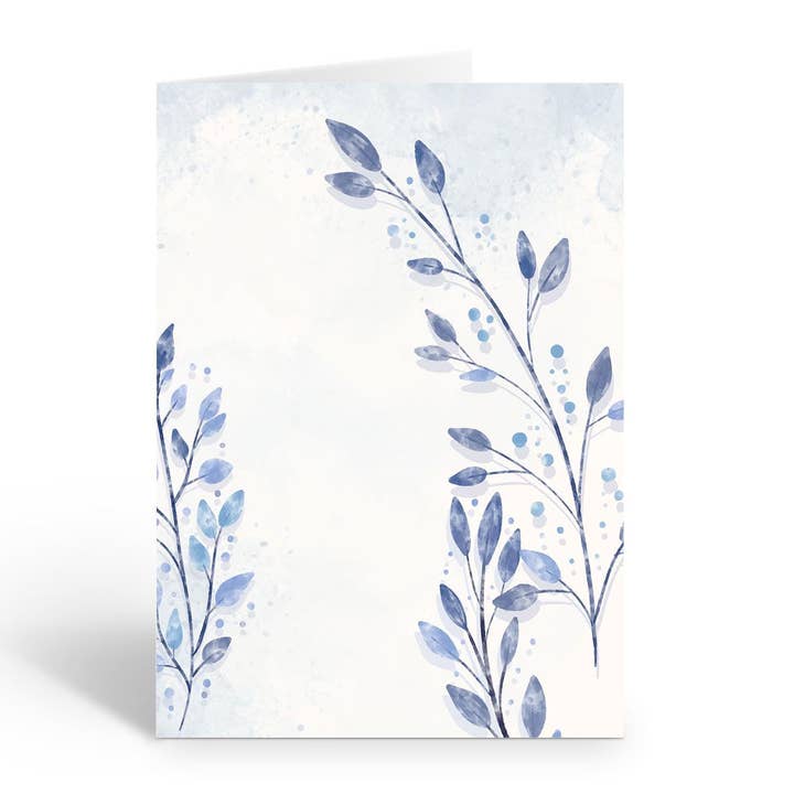Blue Leaf Watercolor Note Cards, Set of 10 for wholesale by Stonehouse Collection