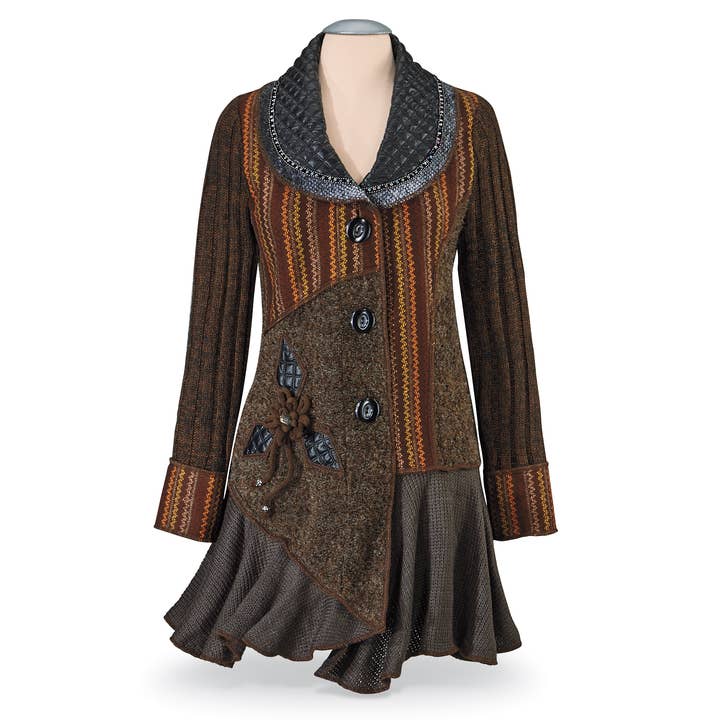 Pyramid Collection - Wholesale Jacket - Women's - Mixed Fabric Sweater Jacket #20