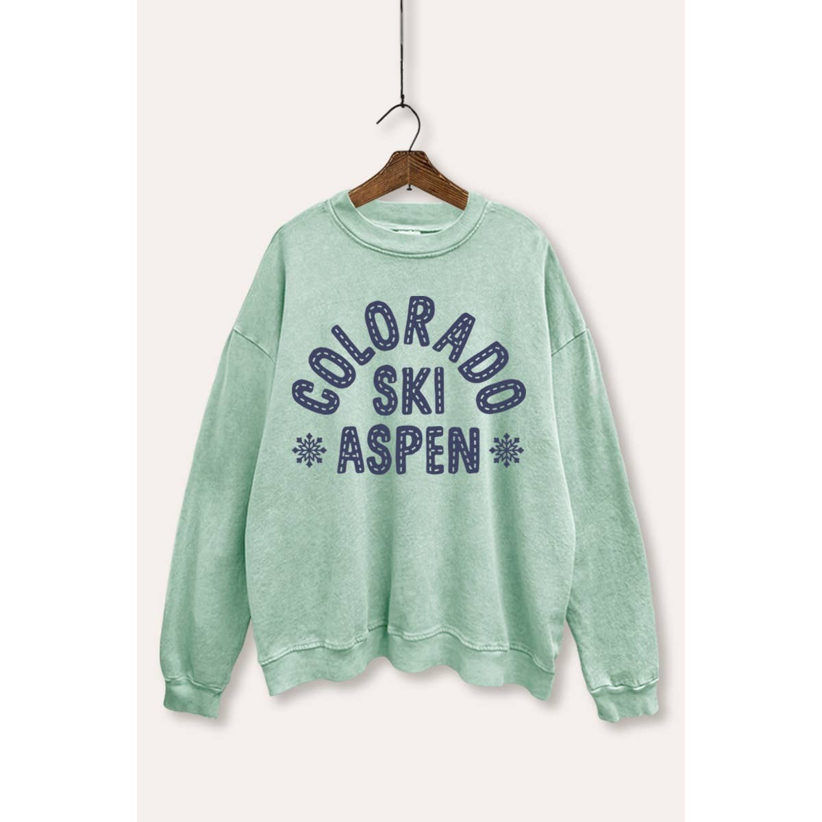VINTAGE POINT USA - Wholesale Graphic Sweatshirt - Women's - COLORADO SKI ASPEN TYPOGRAPHY MINERAL WASH SWEATSHIRT0