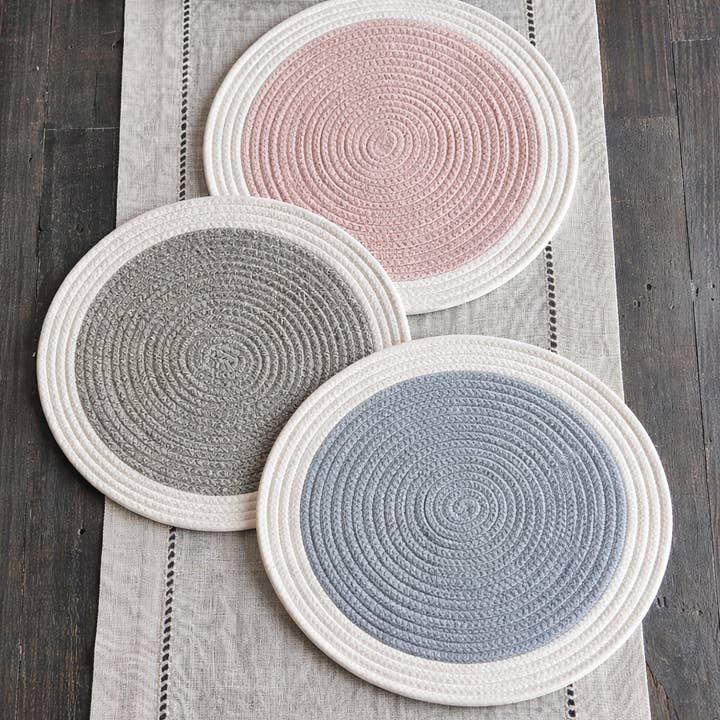 Tovaglietta reversibile in misto cotone intrecciato bicolore per la vendita all'ingrosso da parte di Fennco Styles