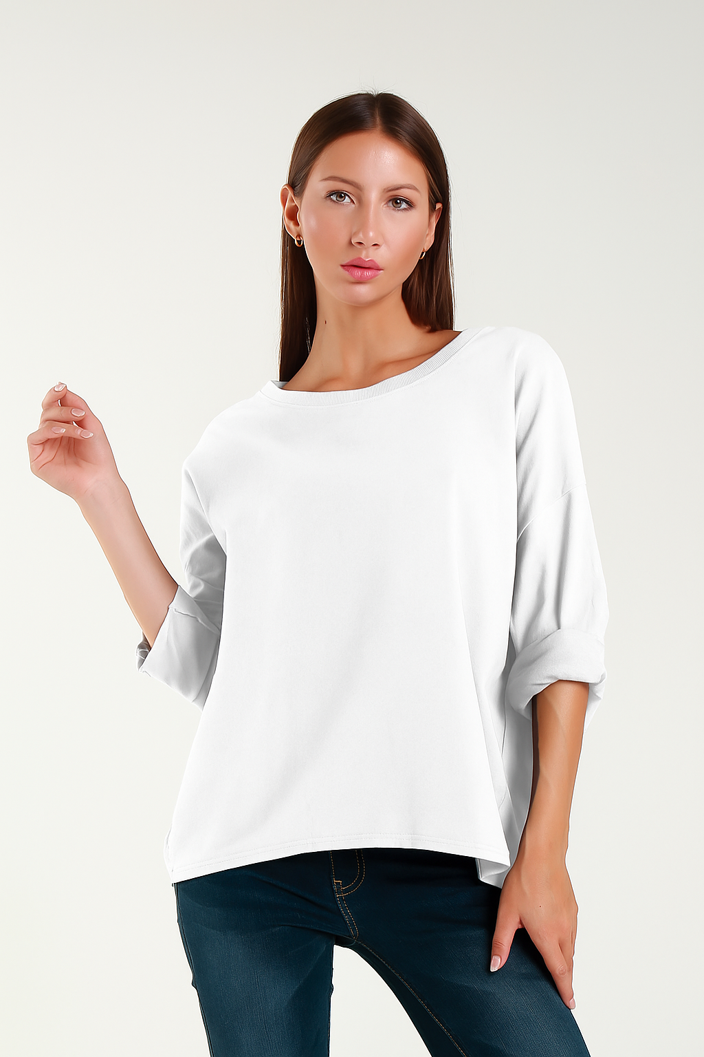 TAMBA - Vente Sweat-shirt – femme - Sweat-shirt à col rond surdimensionné8