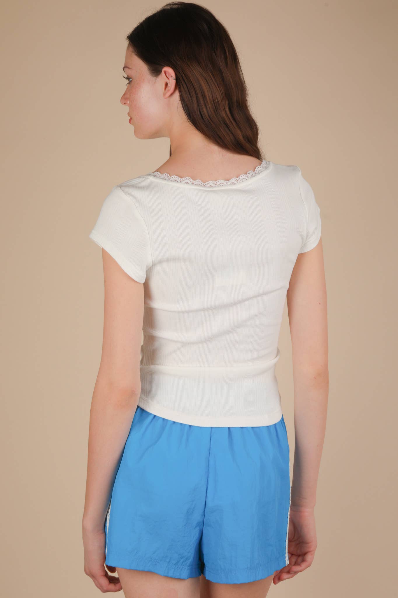 VERY J - Vente Haut en maille – femme - NT12169-Haut en maille côtelée avec dentelle et nœud18