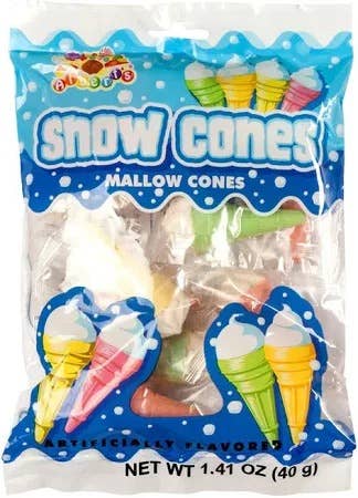 Long Island Candy Factory - Wholesale Marshmallow - Albert's Snow Mallow Cones Candy 1.13 oz Peg Bag0