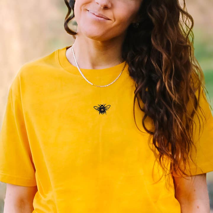 Tiny Embroidered Bumble Bee T-Shirt (Unisex) for wholesale by VO