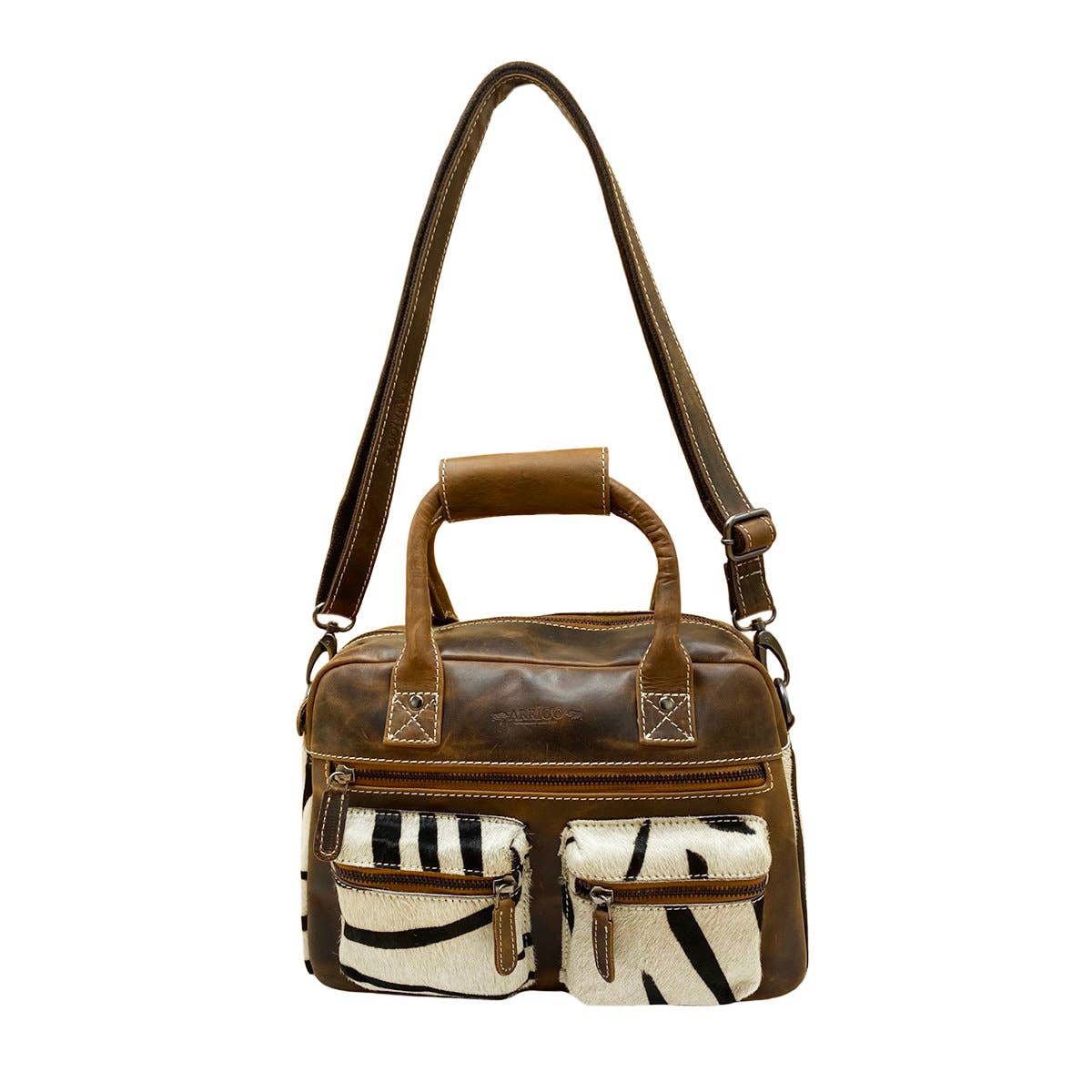 Arrigo - Wholesale Shoulder Bag - Women's - Westernbag Cognac Buffalo Leather with an Animal Print3