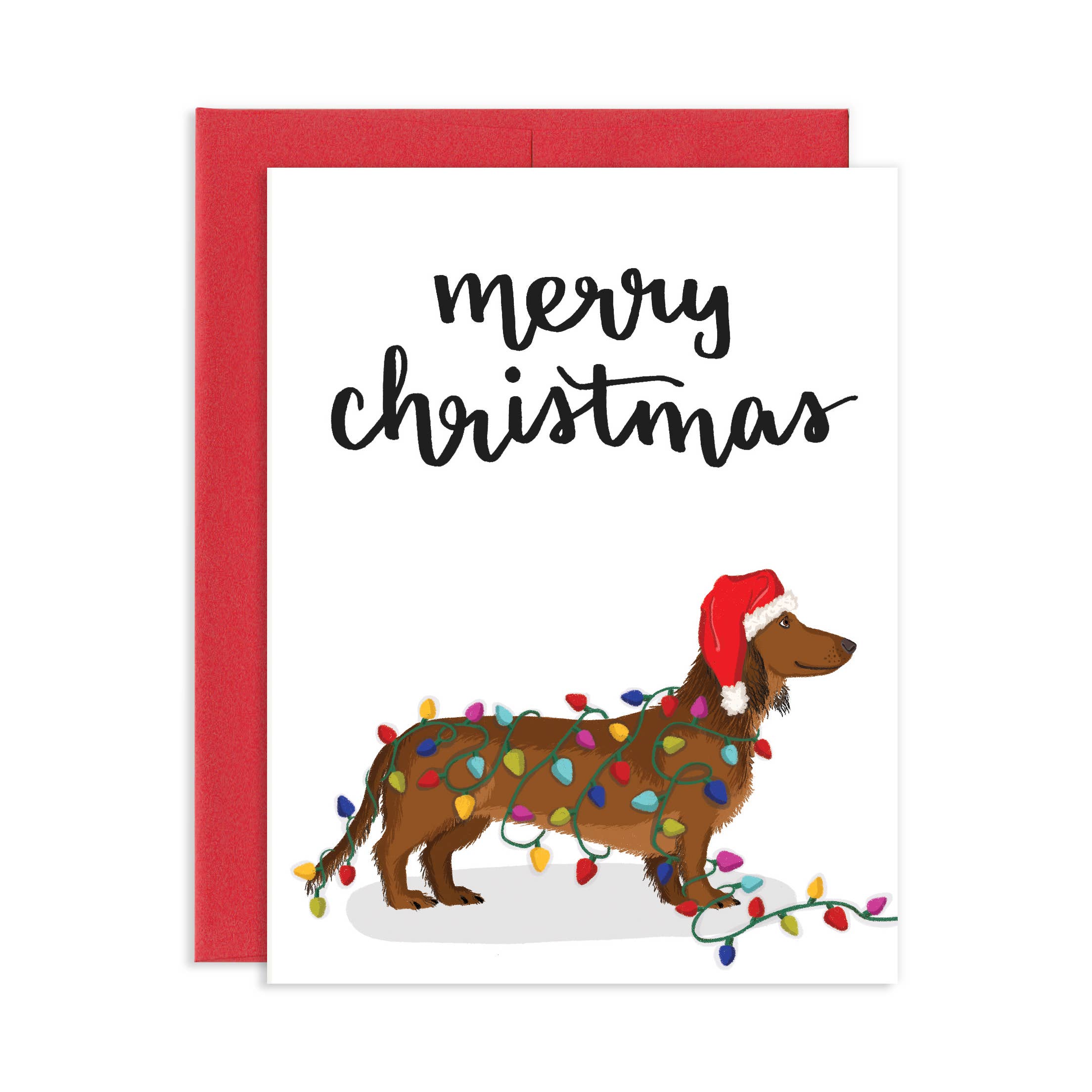 Grey Street Paper - Wholesale Christmas Card - Dog Wrapped In Christmas Lights - Christmas Greeting Card