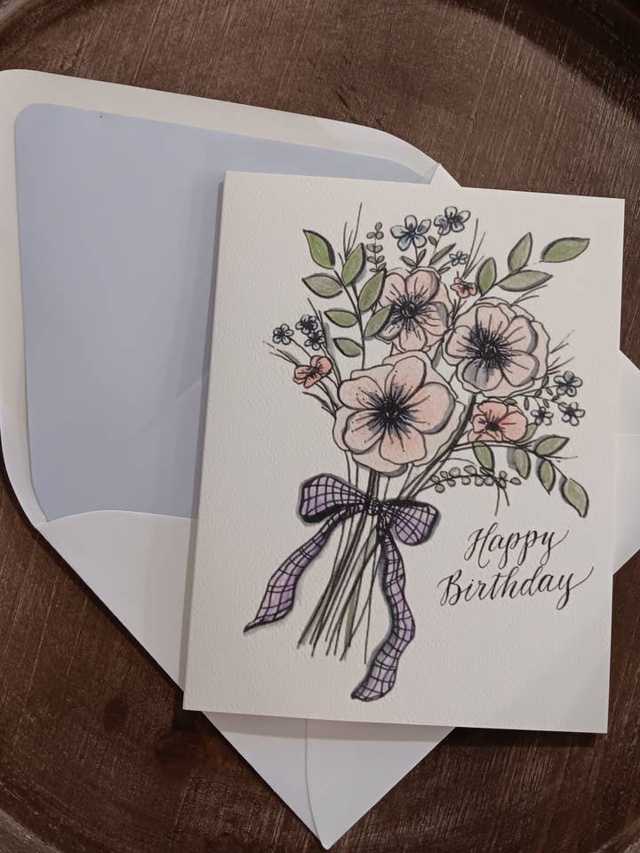 Birthday Bouquet Card for wholesale by The Lettering Loft