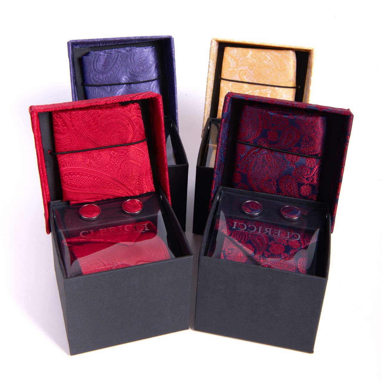 Selini New York - Wholesale Suit Set - Men's - 12pc Paisley Poly Woven Tie, Hanky & Cufflink Set6