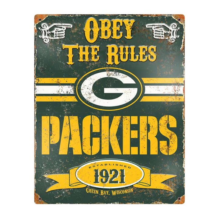 Green Bay Packers Embossed Metal Sign for wholesale by Party Animal, Inc.