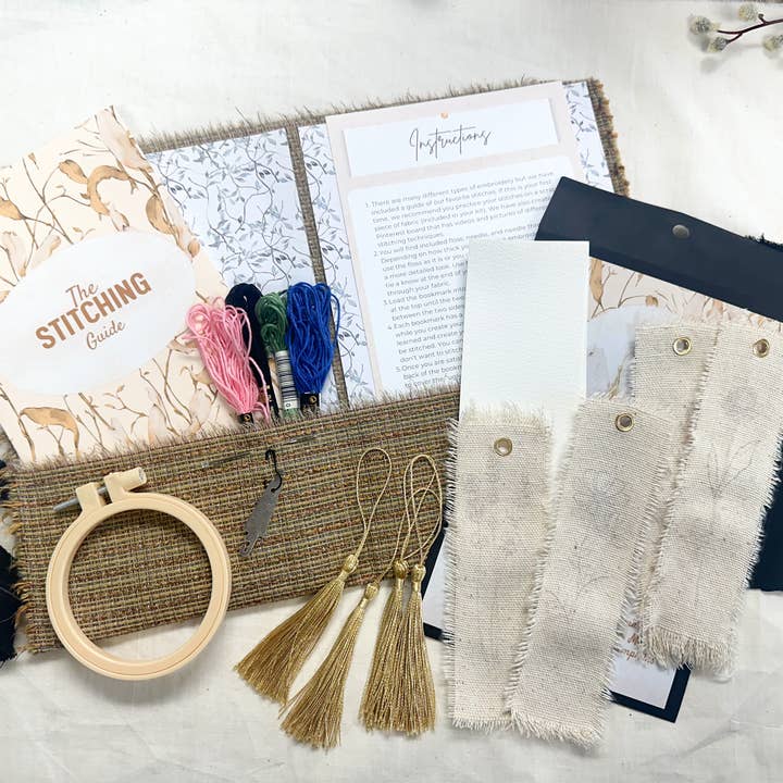 A House of Books - Wholesale Craft Sewing Kit - Embroidered Bookmark Making Kit- DIY Craft Kit
