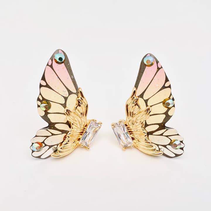 Mio Queena - Wholesale Stud/Post Earrings - Gradient Butterfly Wings Stud Earrings