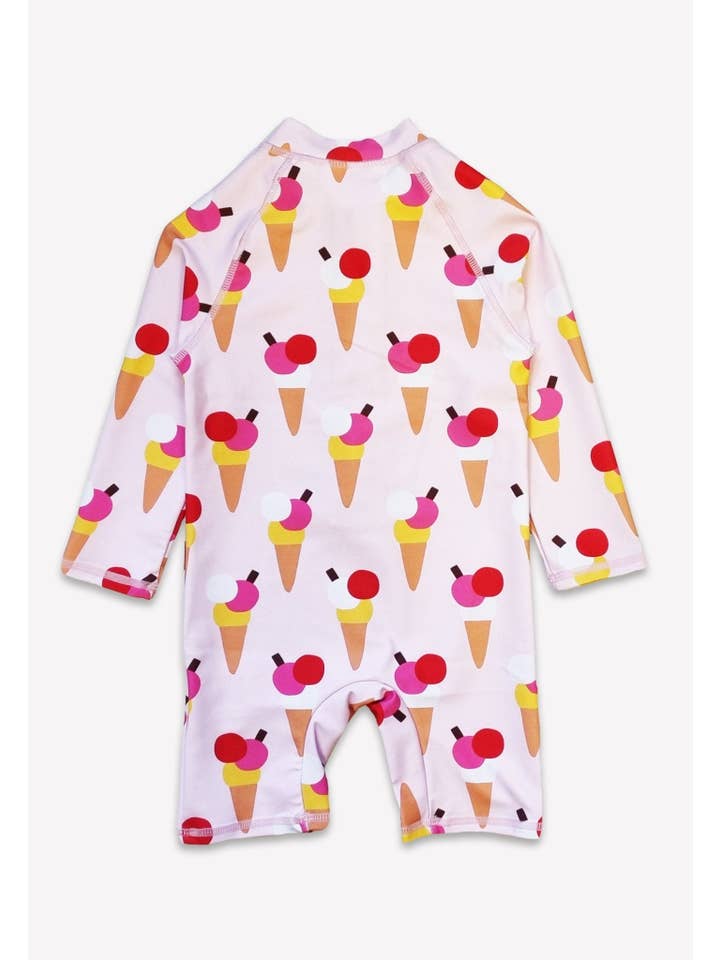 Toby Tiger - Wholesale One Piece Swimsuit - Baby - Ice Cream Cones Print Baby Long-Sleeved Swimsuit