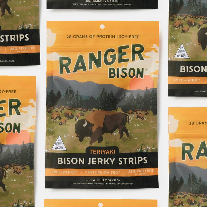 Ranger Bison - Vente Viande séchée - Lanières de jerky de bison teriyaki (sans soja)