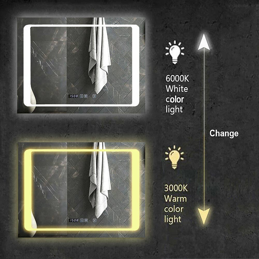 ENER-J - Venta al por mayor Espejos de baño - Espejo de baño LED 800 x 600 mm con altavoz y control táctil1