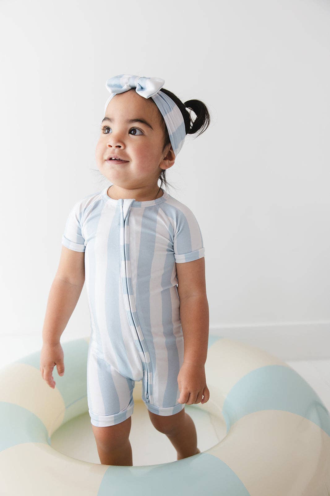 Charlie Lou Baby - Wholesale Jumpsuit - Baby - Zipper Shortie Romper | Cotton Candy Stripes3