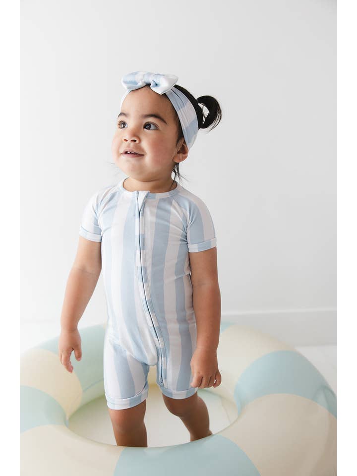 Charlie Lou Baby - Wholesale Jumpsuit - Baby - Zipper Shortie Romper | Cotton Candy Stripes3