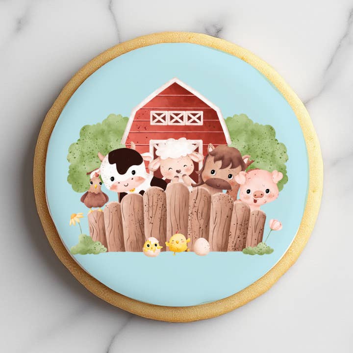 Barn Animals Printed Sugar Cookie for wholesale by Wildflour Bakery