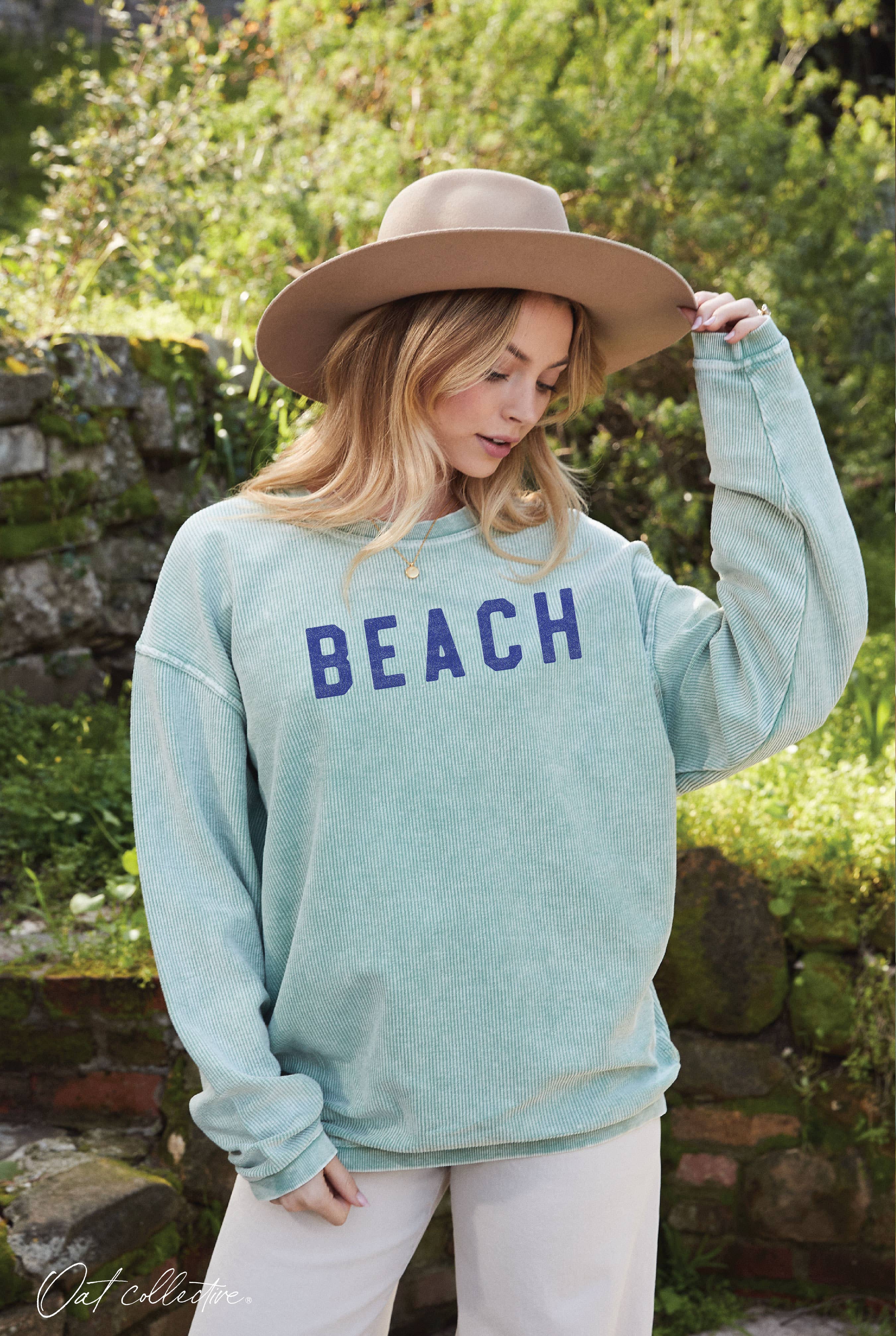 OAT COLLECTIVE - Wholesale Graphic Sweatshirt - Women's - BEACH Thermal Vintage Pullover2