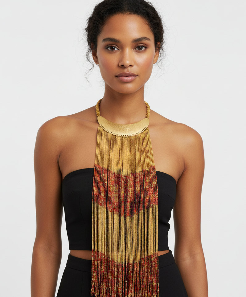 KENDI AMANI - Wholesale Beaded/Pearl Necklace - Maasai Long Beaded Statement Necklace – Handmade African Jewelry7