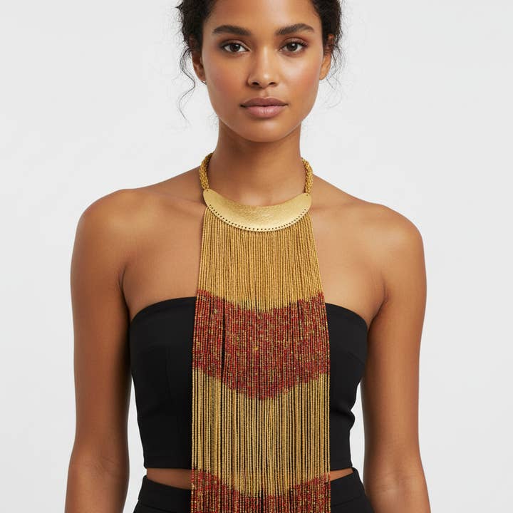 KENDI AMANI - Wholesale Beaded/Pearl Necklace - Maasai Long Beaded Statement Necklace – Handmade African Jewelry7