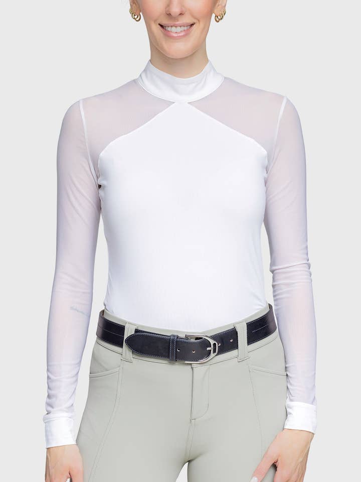 Camisa de Exibição Elegante em Malha Branca por atacado de Kastel Denmark