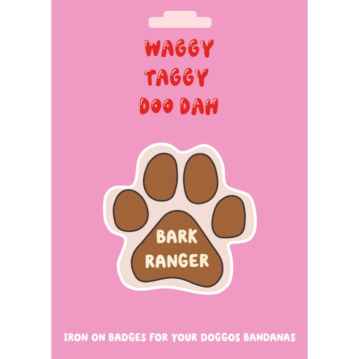 Bark Ranger iron on patch for dogs for wholesale by Apex Pet Products (Meaty Bubbles)