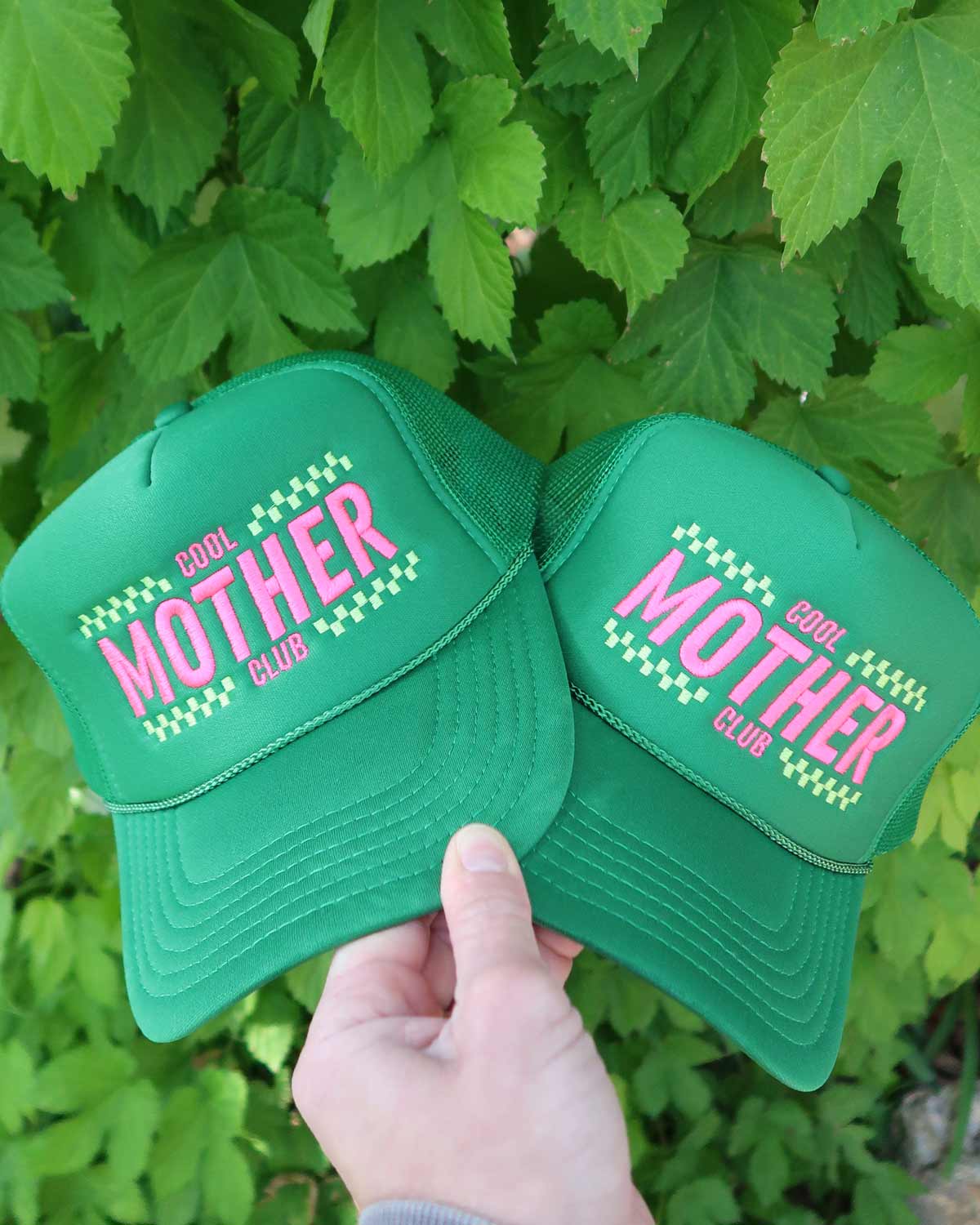Sundrop - Wholesale Trucker Hat - Women's - Cool Mother Club Checkered Trucker Hat - High Profile Green3