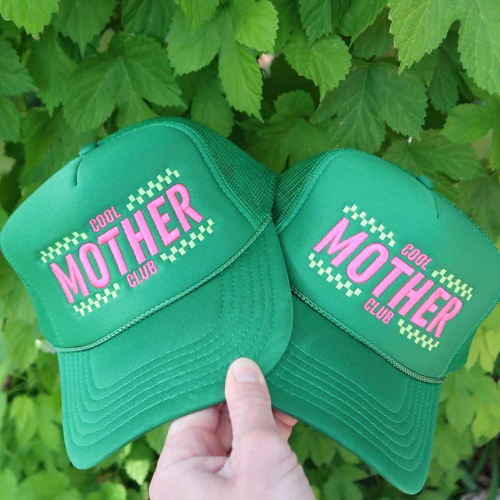Sundrop - Wholesale Trucker Hat - Women's - Cool Mother Club Checkered Trucker Hat - High Profile Green3
