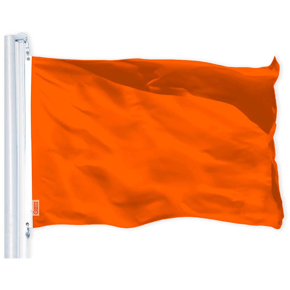 G128 - Vente Drapeaux - Drapeau orange uni G128 | 3 x 5 pieds | Imprimé 150D - intérieur/extérieur, couleurs vives, œillets en laiton, polyester de qualité, beaucoup plus épais et plus durable que le polyester 100D 75D0