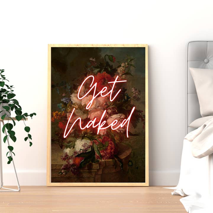 EK Print and Design - Wholesale Bathroom Sign - Get Naked Neon Bathroom Poster | Maximalist Wall Art6