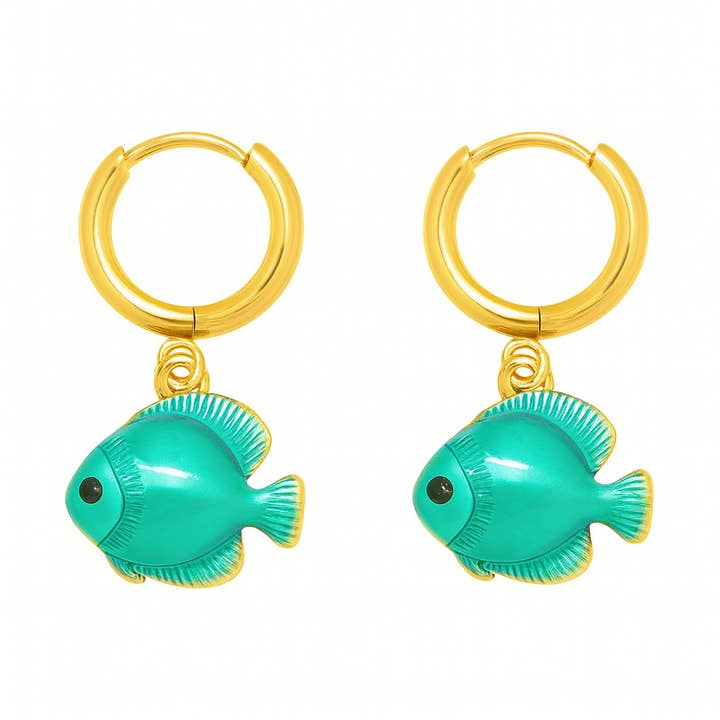 Boucles d'oreilles poisson - Imperméables - Boucles d'oreilles anti-ternissement pour la vente par Animira Jewels
