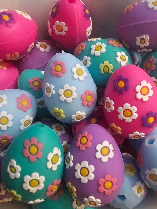 1 pc - 3D Easter Egg w/ Flowers Focal Bead for wholesale by MadiLind's Crafting Corner, LLC