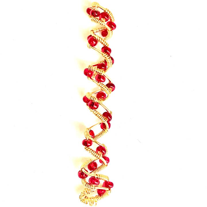 elevated loc jewelry - Wholesale Hair Tie - Red Beaded Loc Hair Wrap 2