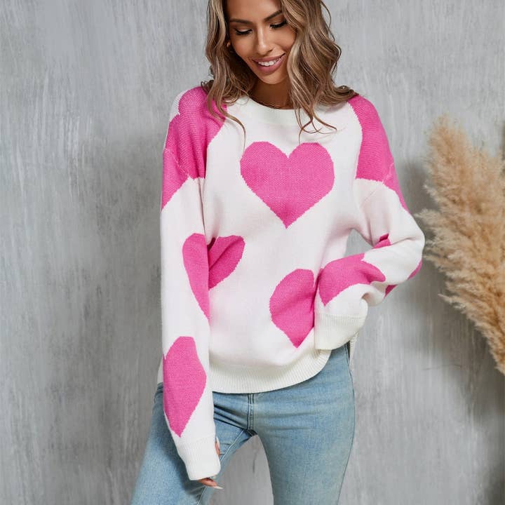 Lily Clothing - Wholesale Knit Sweater - Women's - Valentine's Day jacquard pullover sweater2