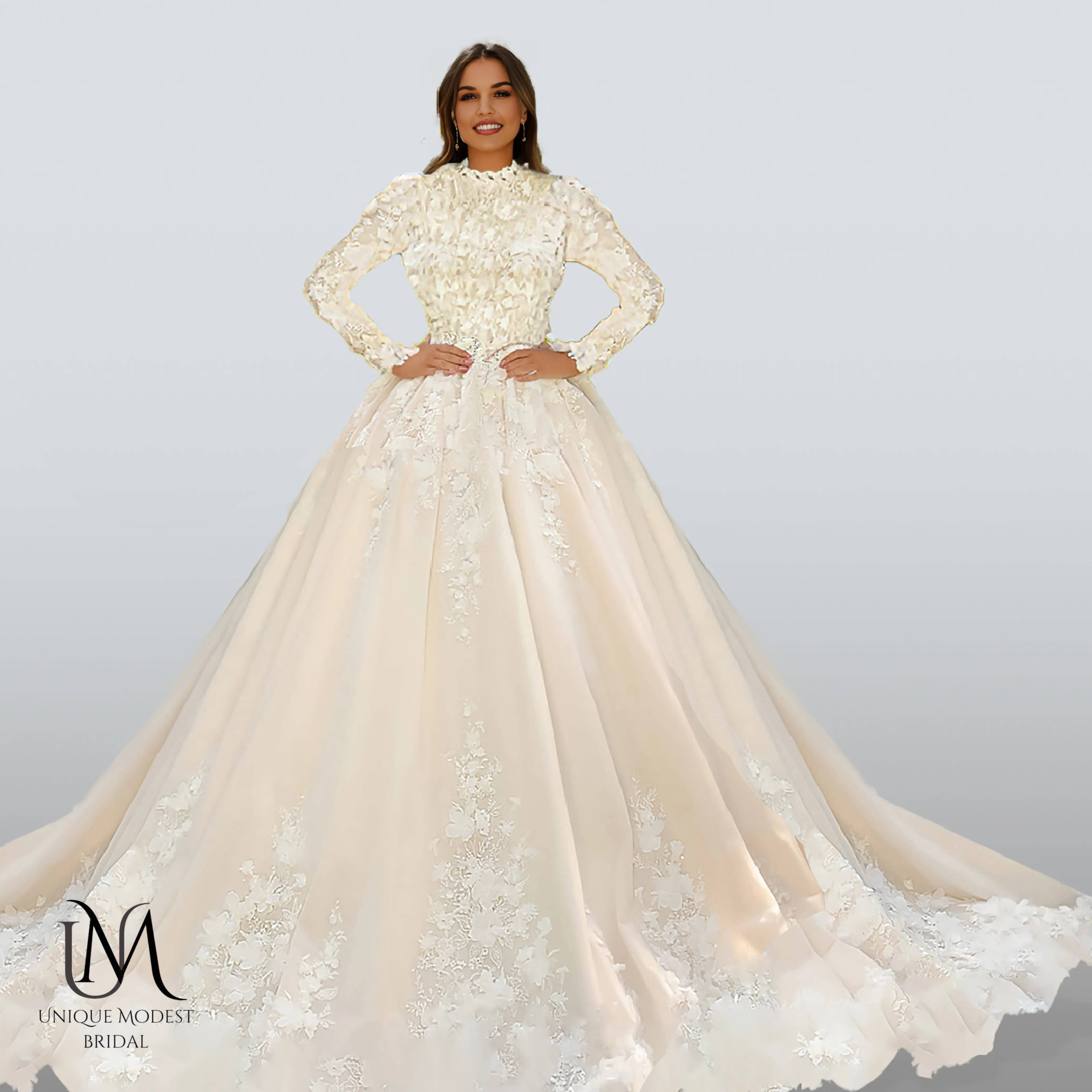 Unique Modest Bridal - Wholesale Gown - Women's - Grace - Elegant A-Line / Ball Gown Modest Wedding Dress1