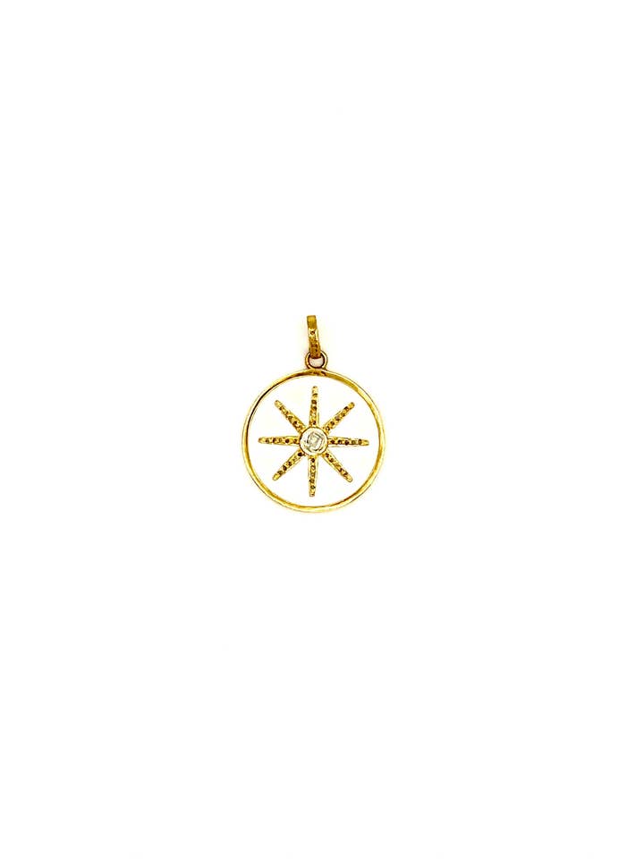 The Enameled Bright Spot Coin Charm - White for wholesale by Harvest Jewels