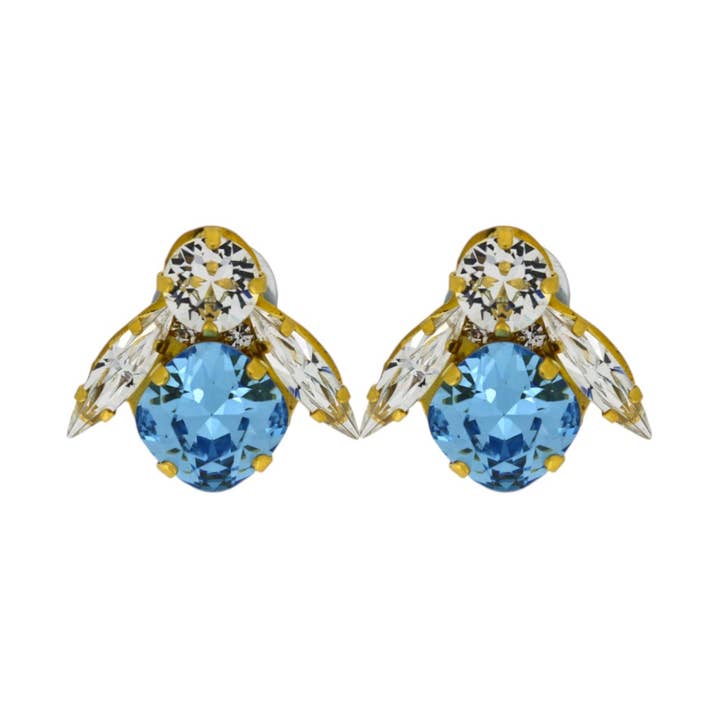 Orecchini Ape Grande Blu in Oro (Clip) per la vendita all'ingrosso da parte di VICKISARGE