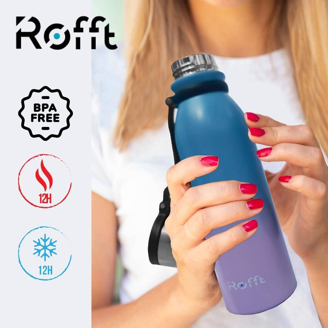 ROFFT USA LLC - Wholesale Water Bottle - 20 oz Insulated Water Bottle - Leak Proof, Stainless Steel, Thermo Bottle for Hot and Cold Drinks, Double Wall Insulation, Portable Water Flask for Travel, Outdoor16