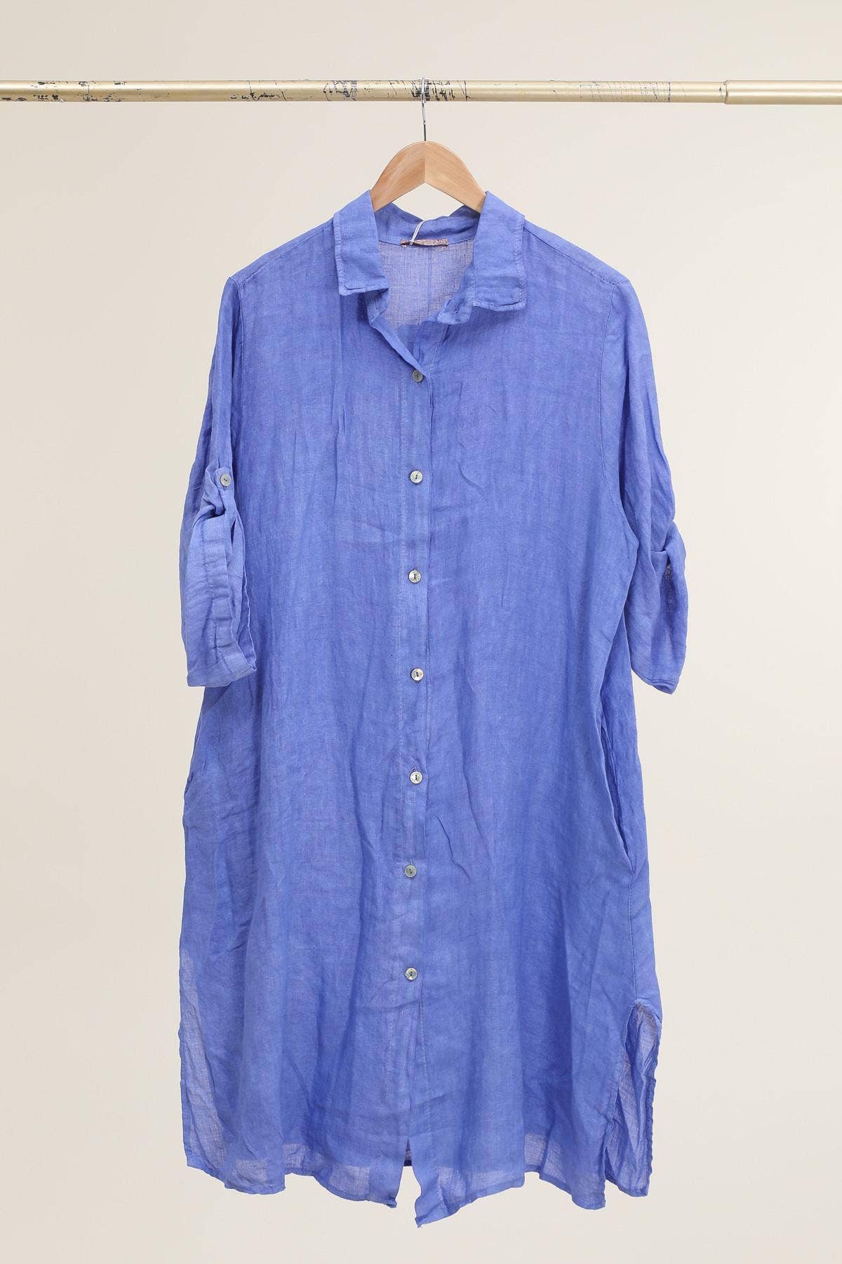 la maison des fibres naturelles - Venta al por mayor Vestido - Mujer - Vestido camisa de lino 100 % con botones, largo medio25