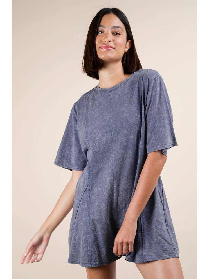 VERY J - Wholesale Romper - Women's - NP70727-Mineral Washed Oversized Knit Comfy Romper32