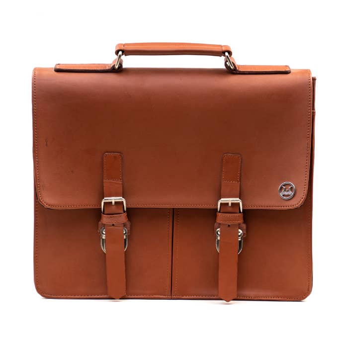 Funda de trabajo tipo satchel: bolsillos dobles color tostado para venta al por mayor de Winston Luxury Leather