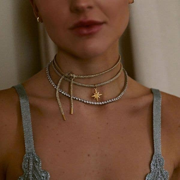 HART – wholesale Pendant/charm necklace – Star Compass Charm with Gold Lurex Necklace Cord1