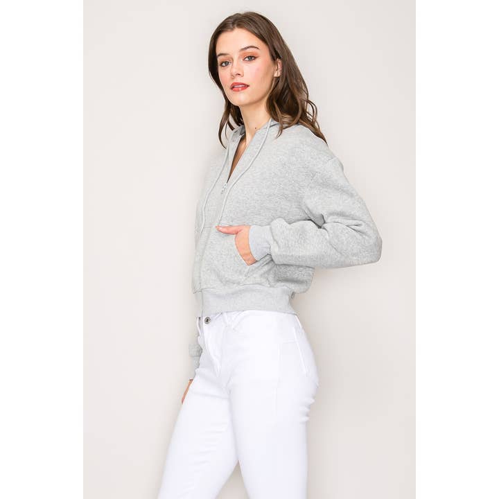 Popular 21 - Wholesale Cardigan - Women's - Zipper Front Hoodie With Front Pockets1